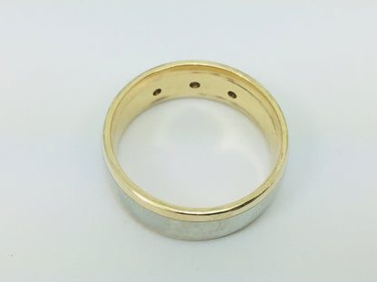 14k White and Yellow Gold Round Cut 4.5pt Diamond Trilogy Ring