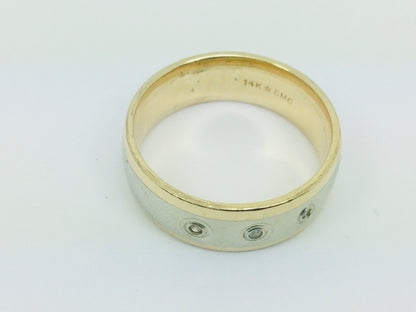 14k White and Yellow Gold Round Cut 4.5pt Diamond Trilogy Ring