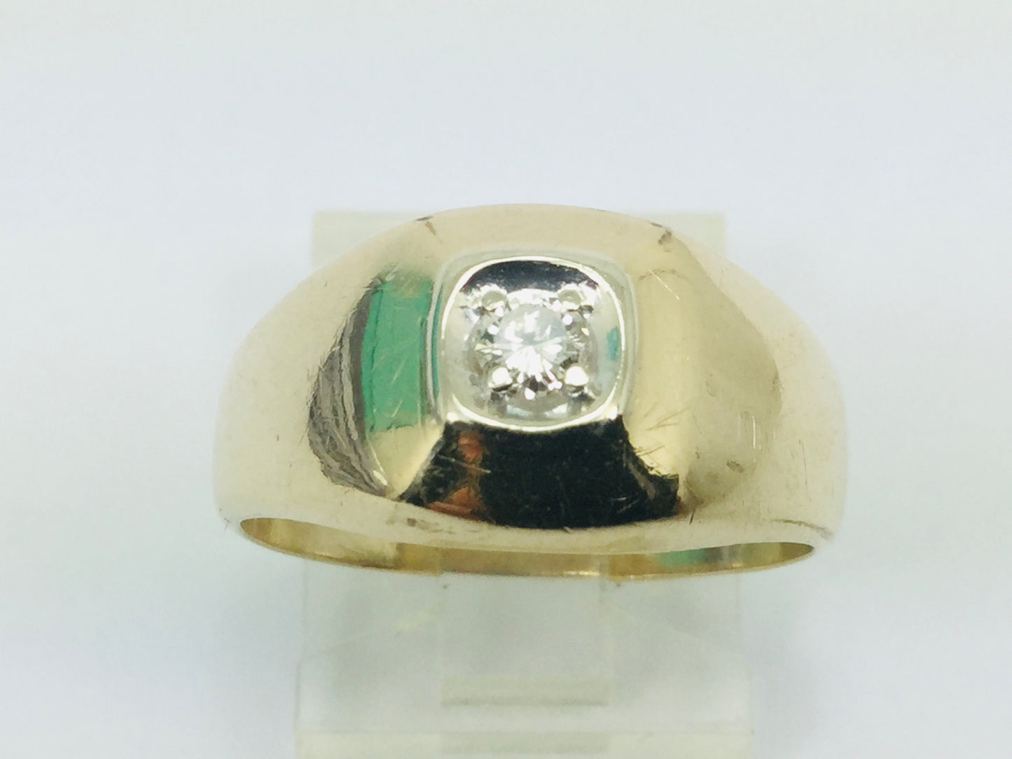 14k Yellow and White Gold Round Cut 14pt Diamond Solitaire Ring