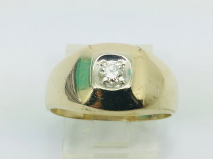 14k Yellow and White Gold Round Cut 14pt Diamond Solitaire Ring