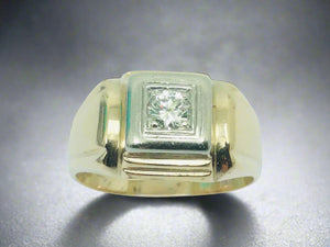 10k Yellow and White Gold Round Cut 25pt Diamond Solitaire Ring