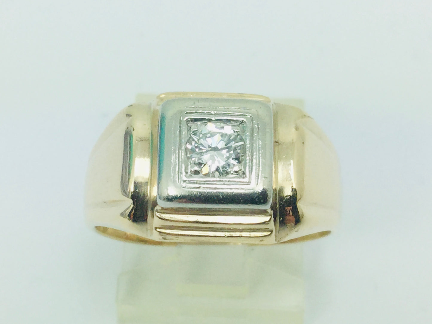 10k Yellow and White Gold Round Cut 25pt Diamond Solitaire Ring