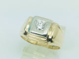 10k Yellow and White Gold Round Cut 25pt Diamond Solitaire Ring
