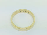 10k Yellow Gold Round Cut 14pt Diamond & Blue Topaz Row Set Band Ring