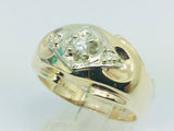 10-14k Yellow and White Gold Round Cut 12pt Diamond Solitaire with Accents Ring