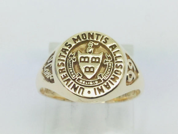 10k Yellow Gold 'Universitas Montis Allisoniani' School Crest Ring
