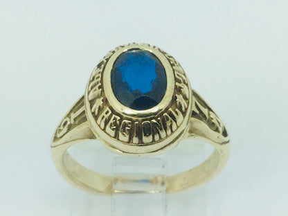 10k Yellow Gold Oval Cut 75pt Sapphire September Birthstone School Ring