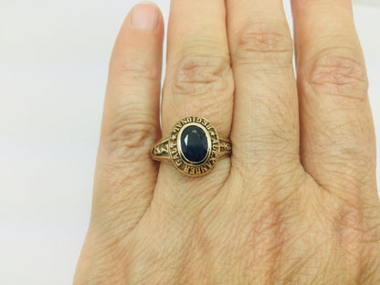 10k Yellow Gold Oval Cut 75pt Sapphire September Birthstone School Ring