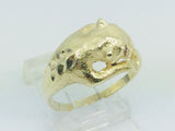 10k Yellow Gold Round Cut Ruby July Birthstone Eye Panther Ring