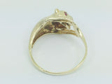 10k Yellow Gold Round Cut Ruby July Birthstone Eye Panther Ring