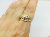 10k Yellow Gold Round Cut Ruby July Birthstone Eye Panther Ring