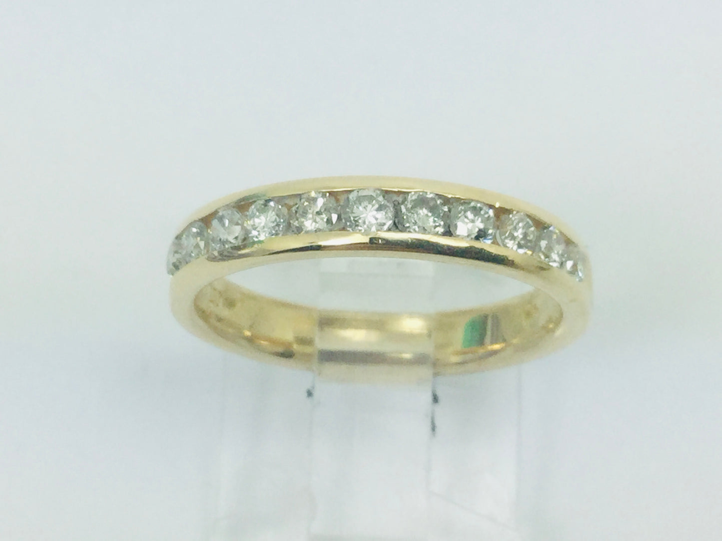 14k Yellow Gold Round Cut 44pt Channel Set Diamond  Band Ring