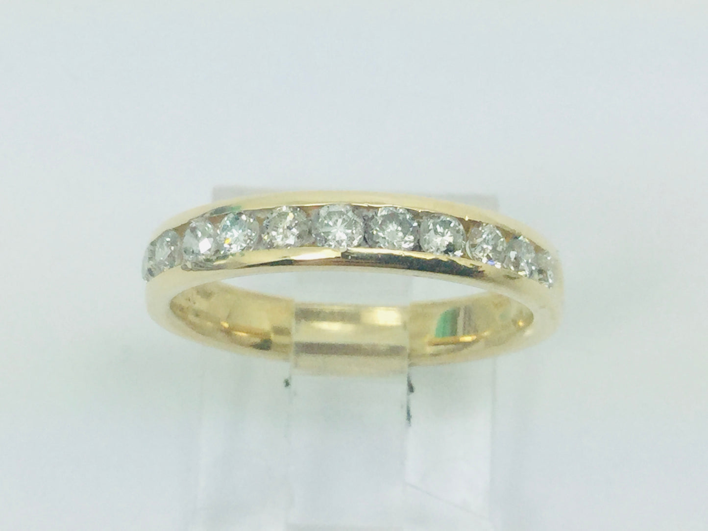 14k Yellow Gold Round Cut 44pt Channel Set Diamond  Band Ring