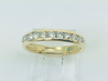 14k Yellow Gold Round Cut 44pt Channel Set Diamond  Band Ring