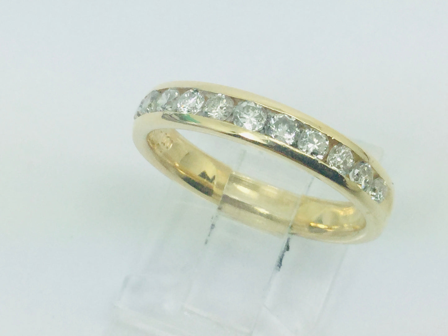 14k Yellow Gold Round Cut 44pt Channel Set Diamond  Band Ring