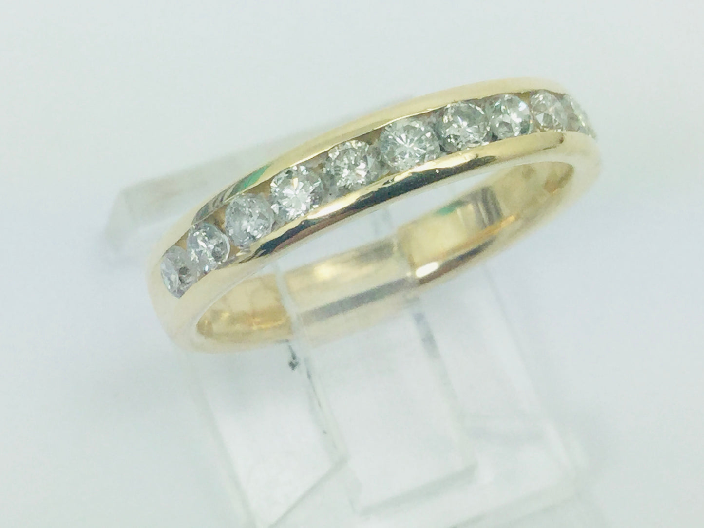 14k Yellow Gold Round Cut 44pt Channel Set Diamond  Band Ring