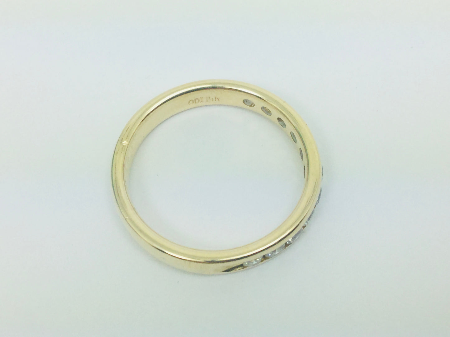14k Yellow Gold Round Cut 44pt Channel Set Diamond  Band Ring