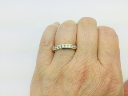 14k Yellow Gold Round Cut 44pt Channel Set Diamond  Band Ring