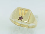 14k Yellow Gold Round Cut 4pt Ruby July Birthstone Initial 'W' Ring