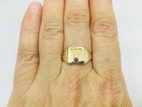 14k Yellow Gold Round Cut 4pt Ruby July Birthstone Initial 'W' Ring