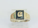 10k Yellow Gold Onyx Gold Letter 'G' Initial Ring