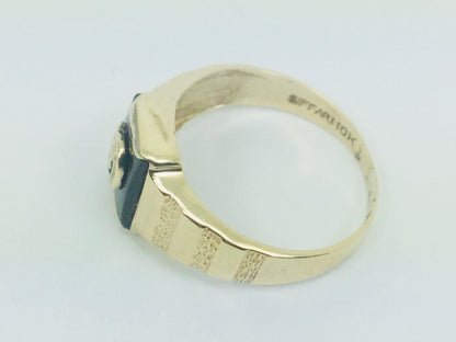 10k Yellow Gold Onyx Gold Letter 'G' Initial Ring