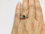 14k Yellow Gold Round Cut Star Sapphire September Birthstone Two Face Ring