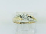 10k Yellow and White Gold Round Cut 17pt Diamond Solitaire Ring