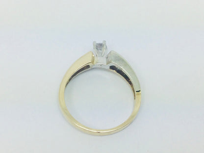 10k Yellow and White Gold Round Cut 17pt Diamond Solitaire Ring