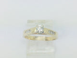 14k Yellow Gold Round Cut 29pt Diamond with Channel Set Accent Ring
