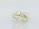 14k Yellow Gold Round Cut 29pt Diamond with Channel Set Accent Ring