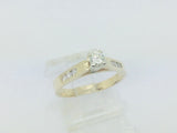 14k Yellow Gold Round Cut 29pt Diamond with Channel Set Accent Ring