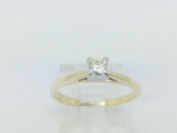 14k Yellow Gold Round Cut 10pt Diamond Solitaire Ring