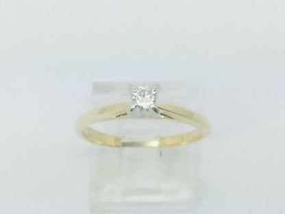 14k Yellow Gold Round Cut 10pt Diamond Solitaire Ring