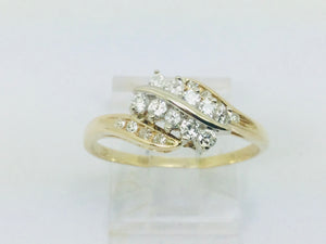 14k Yellow Gold 32pt Round Cut Diamond Row Set Ring