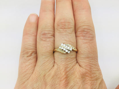 14k Yellow Gold 32pt Round Cut Diamond Row Set Ring