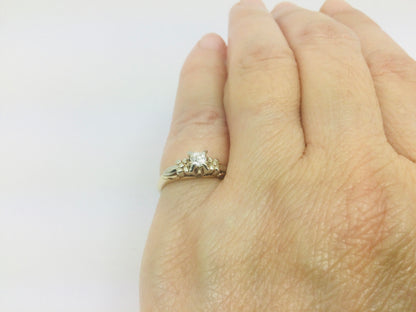 14k Yellow and White Gold Old European Cut 0.14ct Diamond Solitaire Ring