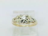 14k Yellow and White Gold Round Cut 11pt Diamond Solitaire Vintage Ring