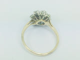 14k Yellow Gold Round Cut 20pt Emerald May Birthstone & 72pt Diamond Cluster Ring