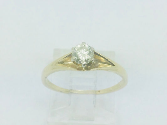 14k Yellow Gold Round Cut 33pt Diamond Solitaire Ring