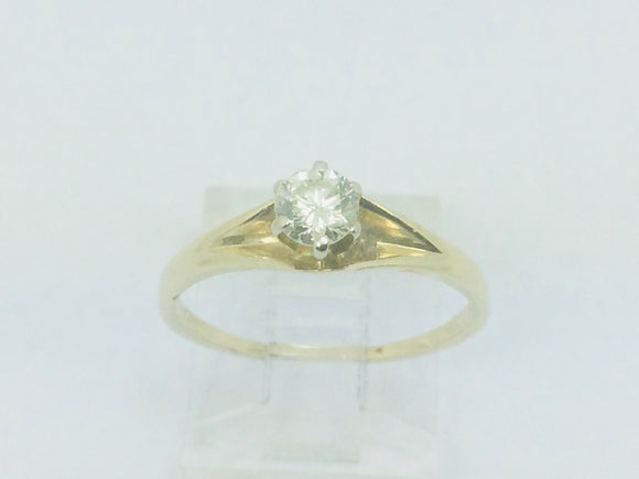 14k Yellow Gold Round Cut 33pt Diamond Solitaire Ring
