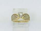 14k Yellow Gold Round Cut 35pt Diamond Cluster Ring