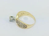 14k Yellow Gold Round Cut 35pt Diamond Cluster Ring
