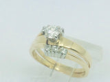 14k Yellow Gold Round Cut 26pt Diamond Solitaire Engagement and Wedding Ring Set