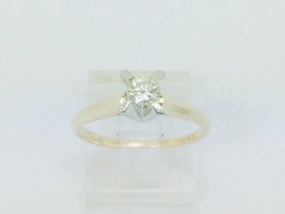 14k Yellow Gold Round Cut 30pt Diamond Solitaire Ring