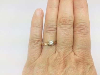 14k Yellow Gold Round Cut 30pt Diamond Solitaire Ring