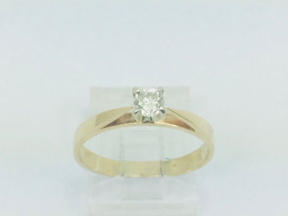 14k Yellow Gold Round Cut 18pt Diamond Solitaire Ring