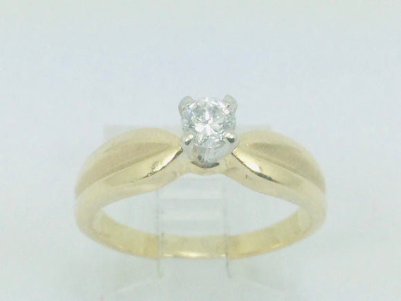 14k Yellow Gold Round Cut 22pt Diamond Solitaire Ring