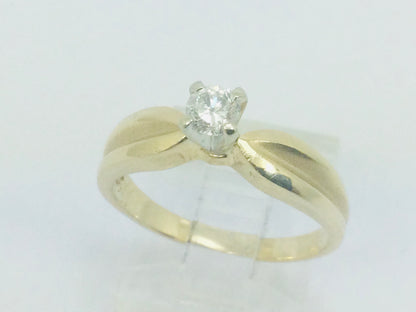 14k Yellow Gold Round Cut 22pt Diamond Solitaire Ring