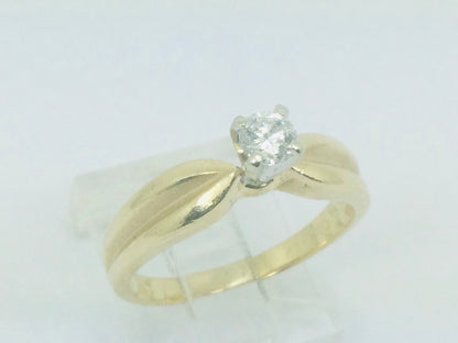 14k Yellow Gold Round Cut 22pt Diamond Solitaire Ring